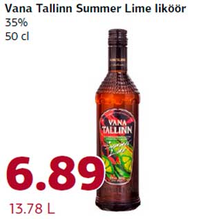 Allahindlus - Vana Tallinn Summer Lime liköör 35% 50 cl