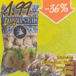 Allahindlus - Sibirskije pelmeenid, 750 g