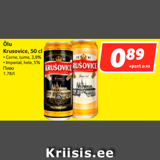 Allahindlus - Õlu Krusovice, 50 cl