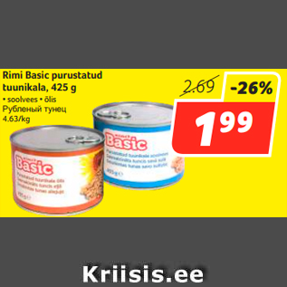 Allahindlus - Rimi Basic purustatud tuunikala, 425 g