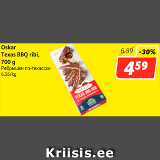 Allahindlus - Oskar Texas BBQ ribi, 700 g