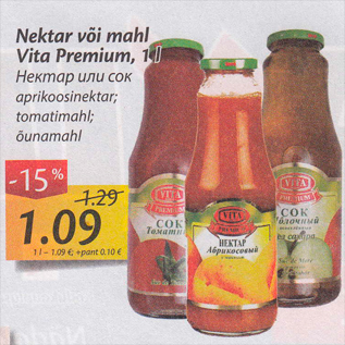 Allahindlus - Nektar või mahl Vita Premium, 1 l