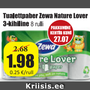 Allahindlus - Tualettpaber Zewa Nature Lover 3-kihiline