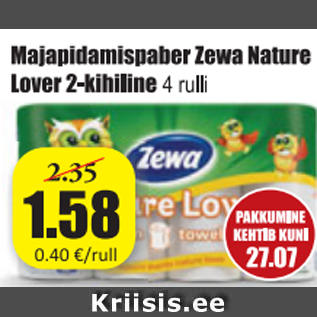 Allahindlus - Majapidamispaber Zewa Nature Lover 2-kihiline