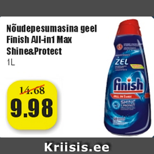 Allahindlus - Nõudepesumasina geel Finish All-in-1 Max Snine&Protect 1 L