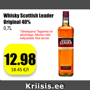 Allahindlus - Whisky Scottish Leader Original 40% 0,7L