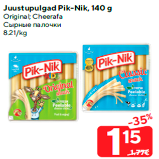 Allahindlus - Juustupulgad Pik-Nik, 140 g