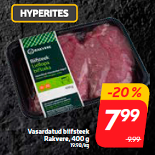 Allahindlus - Vasardatud biifsteek Rakvere, 400 g