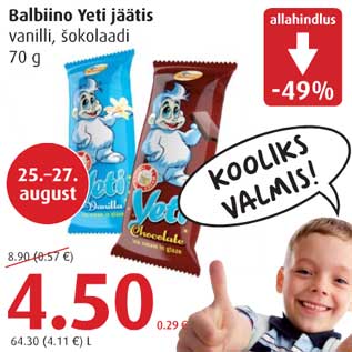 Allahindlus - Balbiino Yeti jäätis