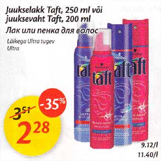 Allahindlus - Juukselakk Taft, 250 ml või juuksevaht Taft, 200 ml