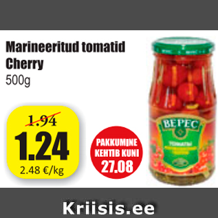 Allahindlus - Marineeritud tomatid Cherry 500 g