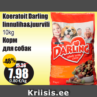 Allahindlus - Koeratoit Darling linnuliha&juurvili 10 kg