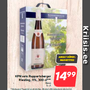 Allahindlus - KPN vein Ruppertsberger Riesling, 11%, 300 cl***