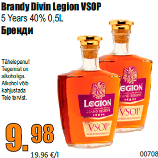 Allahindlus - Brandy Divin Legion VSOP