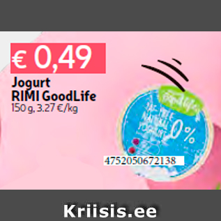 Allahindlus - Jogurt RIMI GoodLife