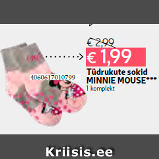 Allahindlus - Tüdrukute sokid MINNIE MOUSE***