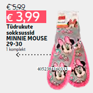 Allahindlus - Tüdrukute sokksussid MINNIE MOUSE 29-30