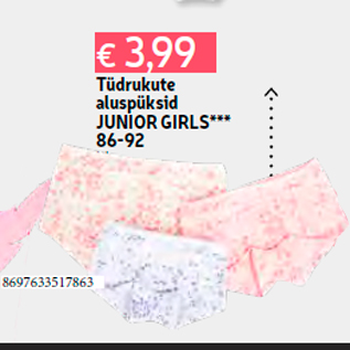 Allahindlus - Tüdrukute aluspüksid JUNIOR GIRLS*** 86-92