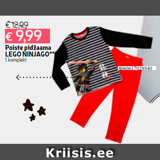 Allahindlus - Poiste pidžaama LEGO NINJAGO*** 1 komplekt