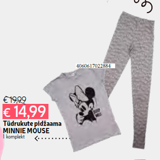 Allahindlus - Tüdrukute pidžaama MINNIE MOUSE 1 komplekt