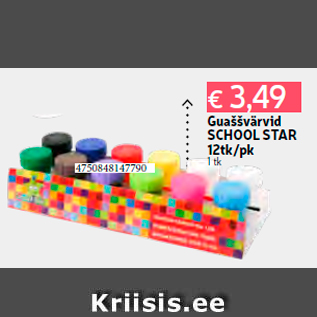 Allahindlus - Guaššvärvid SCHOOL STAR 12tk/pk 1 tk