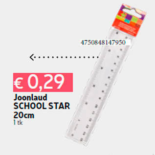 Allahindlus - Joonlaud SCHOOL STAR 20cm 1 tk