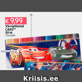 Allahindlus - Värvipliiatsid CARS** 50 tk 1 kompelkt