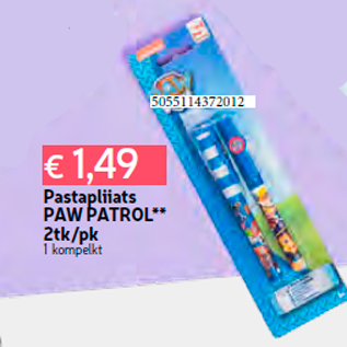 Allahindlus - Pastapliiats PAW PATROL** 2tk/pk 1 kompelkt