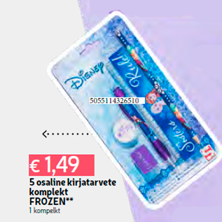 Allahindlus - 5 osaline kirjatarvete komplekt FROZEN** 1 kompelkt