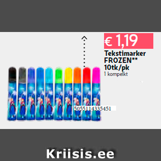 Allahindlus - Tekstimarker FROZEN** 10tk/pk 1 kompelkt