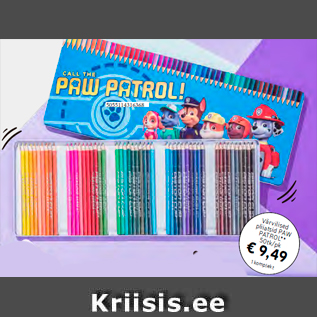 Allahindlus - Värvilised pliiatsid PAW PATROL** 50tk/pk 1 komplekt