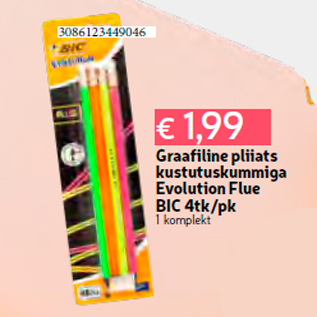 Allahindlus - Graafiline pliiats kustutuskummiga Evolution Flue BIC 4tk/pk 1 komplekt