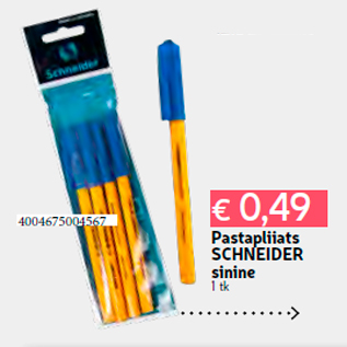 Allahindlus - Pastapliiats SCHNEIDER sinine 1 tk