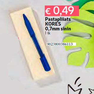 Allahindlus - Pastapliiats KORES 0,7mm sinin 1 tk