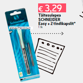 Allahindlus - Täitesulepea SCHNEIDER Easy + 2 tindikapslit* 1 tk