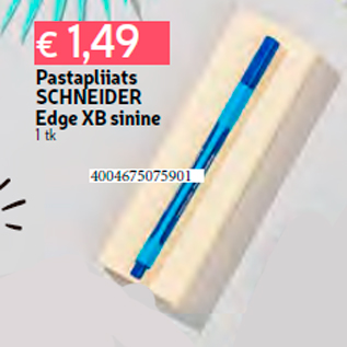 Allahindlus - Pastapliiats SCHNEIDER Edge XB sinine 1 tk