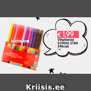 Allahindlus - Viltpliiatsid SCHOOL STAR 24tk/pk 1 tk