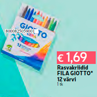 Allahindlus - Rasvakriidid FILA GIOTTO* 12 värvi 1 tk