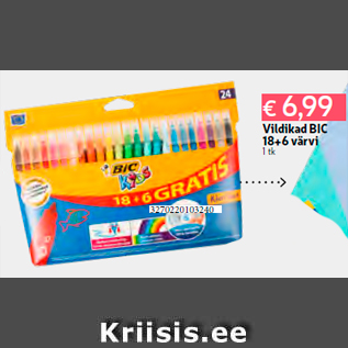 Allahindlus - Vildikad BIC 18+6 värvi 1 tk