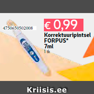 Allahindlus - Korrektuuripintsel FORPUS* 7ml 1 tk