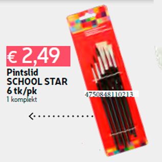 Allahindlus - Pintslid SCHOOL STAR 6 tk/pk 1 komplekt