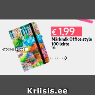 Allahindlus - Märkmik Office style 100 lehte 1 tk