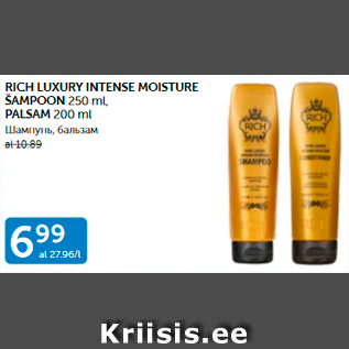 Allahindlus - RICH LUXURY INTENSE MOISTURE ŠAMPOON 250 ML, PALSAM 200 ML