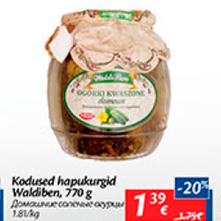 Allahindlus - Kodused hapukurgid Waldiben, 770 g