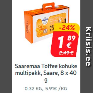 Allahindlus - Saaremaa Toffee kohuke multipakk, Saare, 8 x 40 g