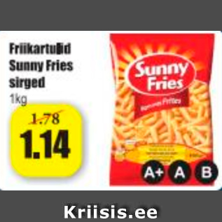 Allahindlus - Friikartulid Sunny Fries sirged 1 kg