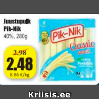 Allahindlus - Juustupulk Pik-Nik