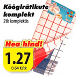 Allahindlus - Köögirätikute komplekt 2 tk komplektis