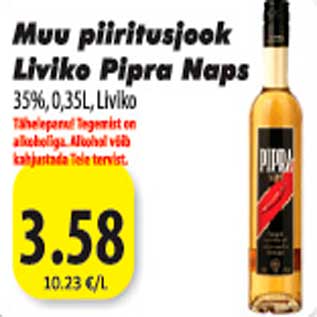 Allahindlus - Muu piiritusjook Liviko Pipra Naps 35%, 0,35L,Liviko