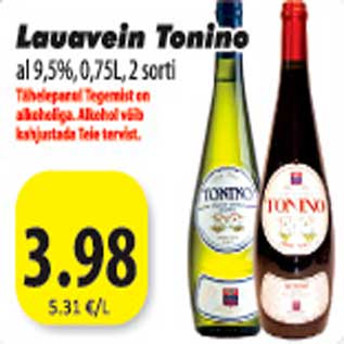 Allahindlus - Lauavein Tonino al 905% 0,75L, 2 sorti